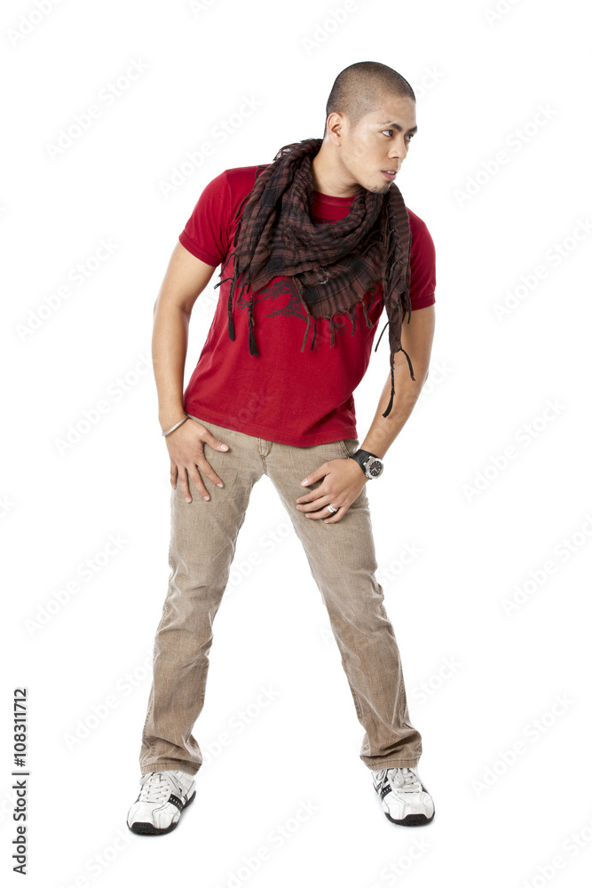 bald man with scarf bald man with scarf