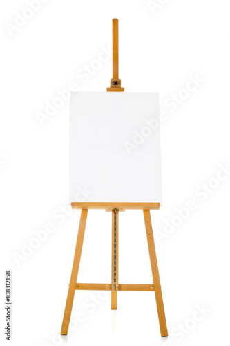 Easel with blank canvas template