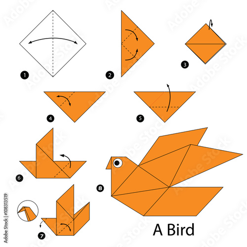 step by step instructions how to make origami A Bird.