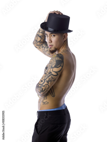 handsome man with tattoo