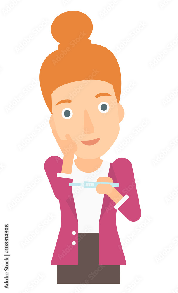 Woman with pregnancy test.