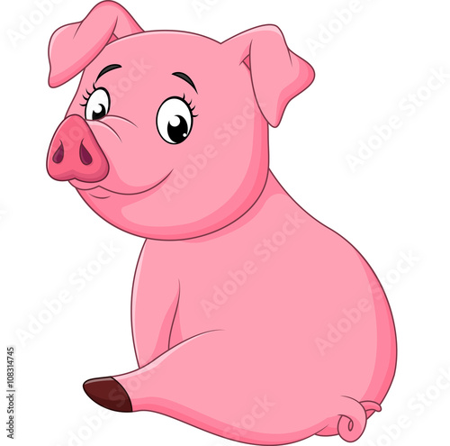Cartoon adorable baby pig