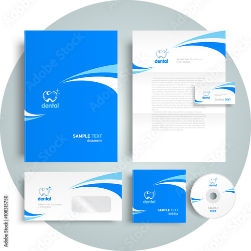 Corporate identity design template dental tooth