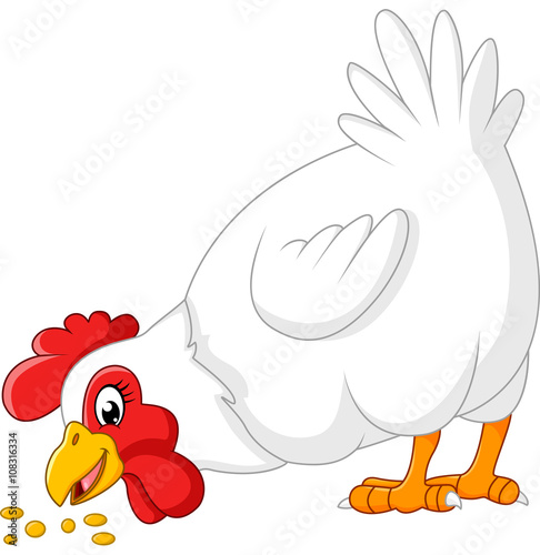 cartoon chicken eating seeds