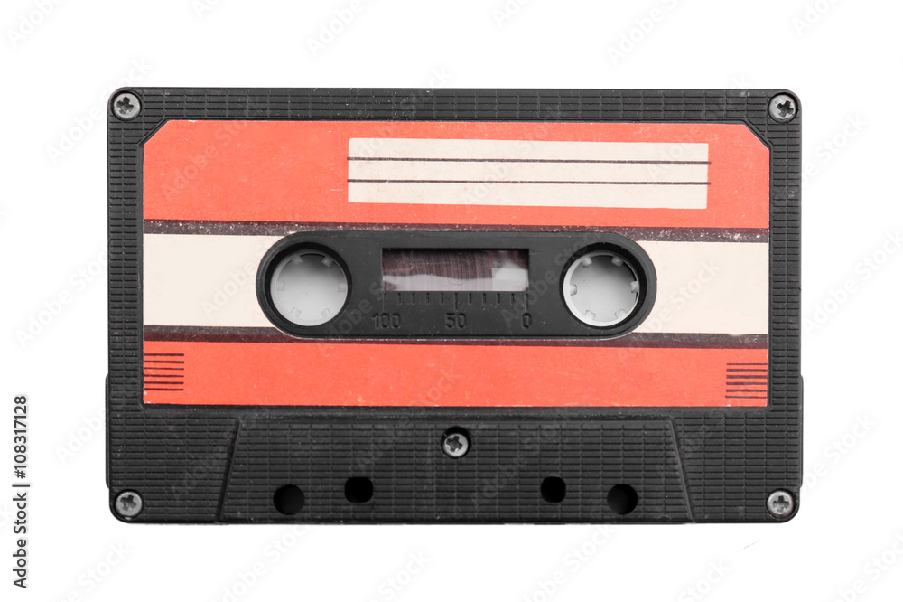 Obraz premium Old audio cassette, isolated on white