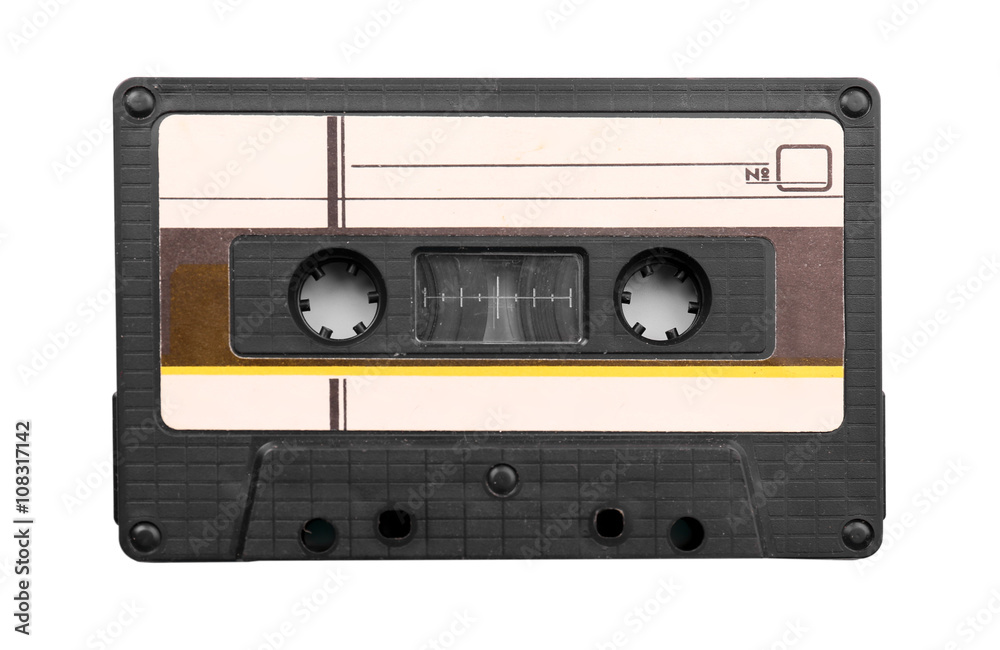 Old audio cassette, isolated on white