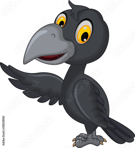 cartoon crow waving