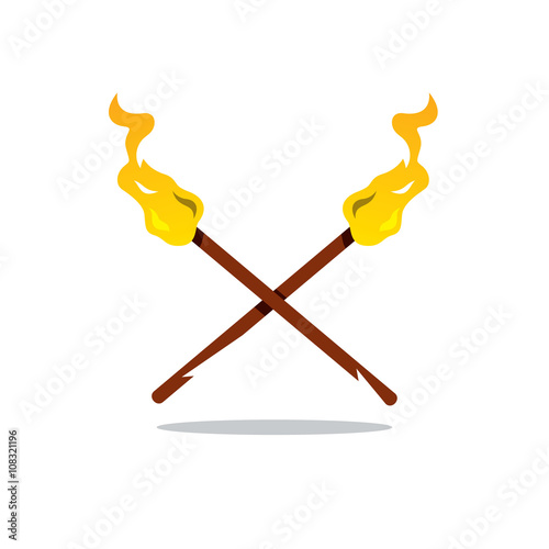 Vector Two Torch Cartoon Illustration.
