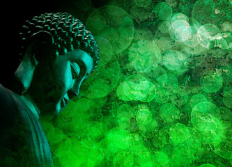 Rollo Buddha Bronzegrüne Zen Buddha Statue meditierend  © jpldesigns