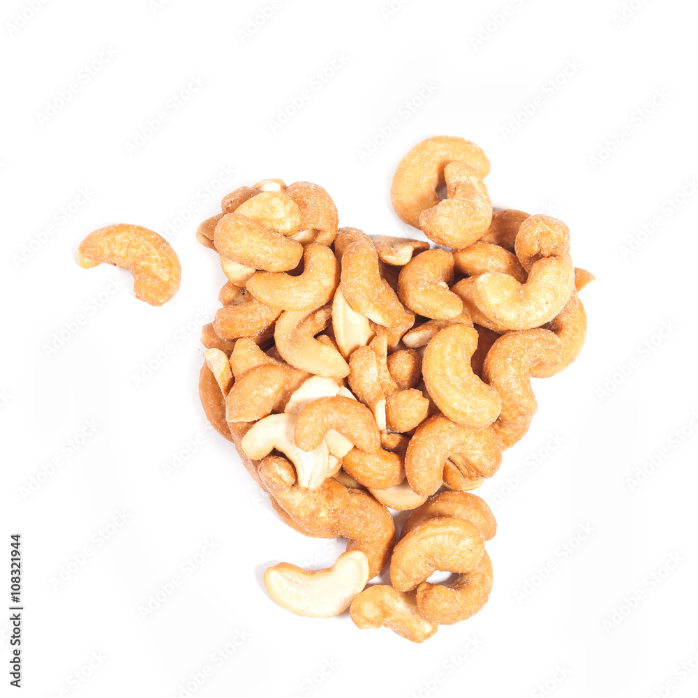 cashew nuts on white background cashew nuts on white background