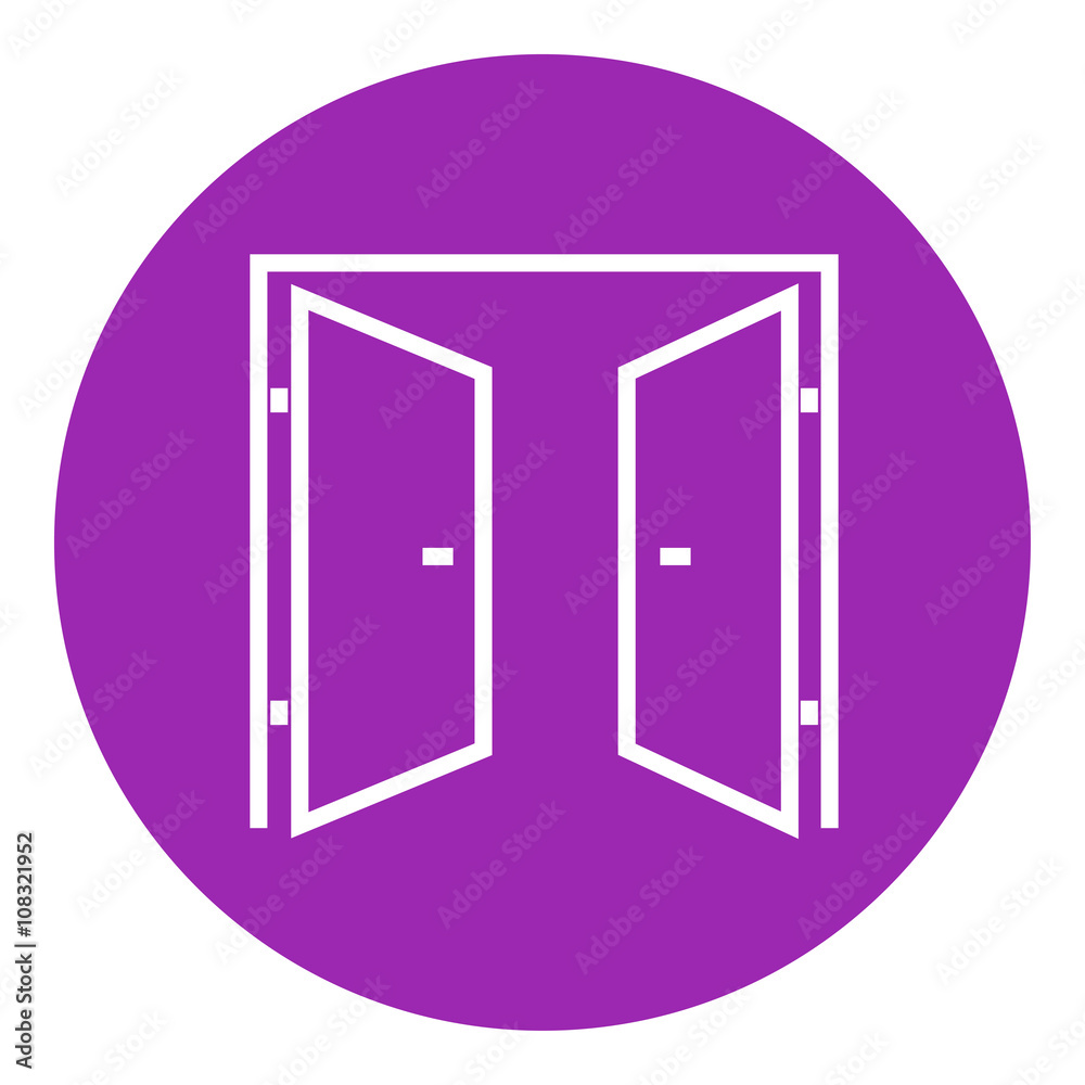 Open doors line icon. Open doors line icon.