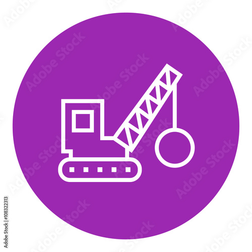 Demolition crane line icon.
