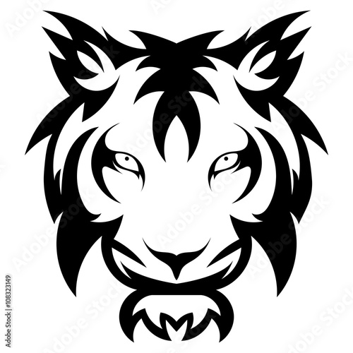 Fototapeta Naklejka Na Ścianę i Meble -  Beautiful tiger tattoo.Vector tiger's head as a design element on isolated background