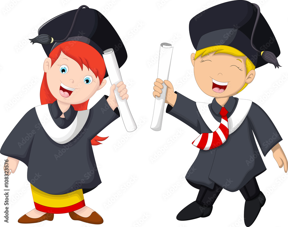 funny two student cartoon graduated 