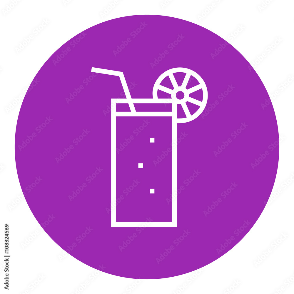 Obraz premium Glass with drinking straw line icon.