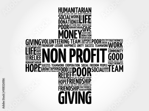Non Profit word cloud collage, cross concept