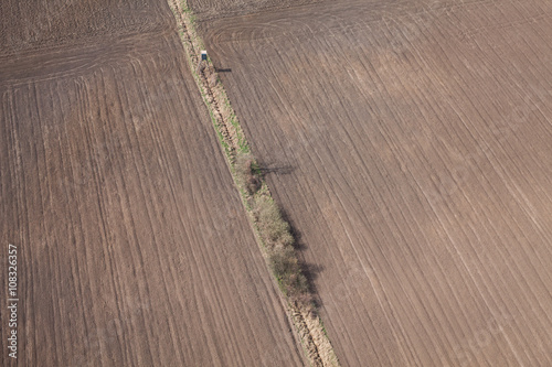aerial view of over the harvest fields