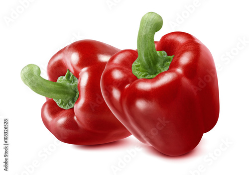 Sween red bell peppers isolated on white background