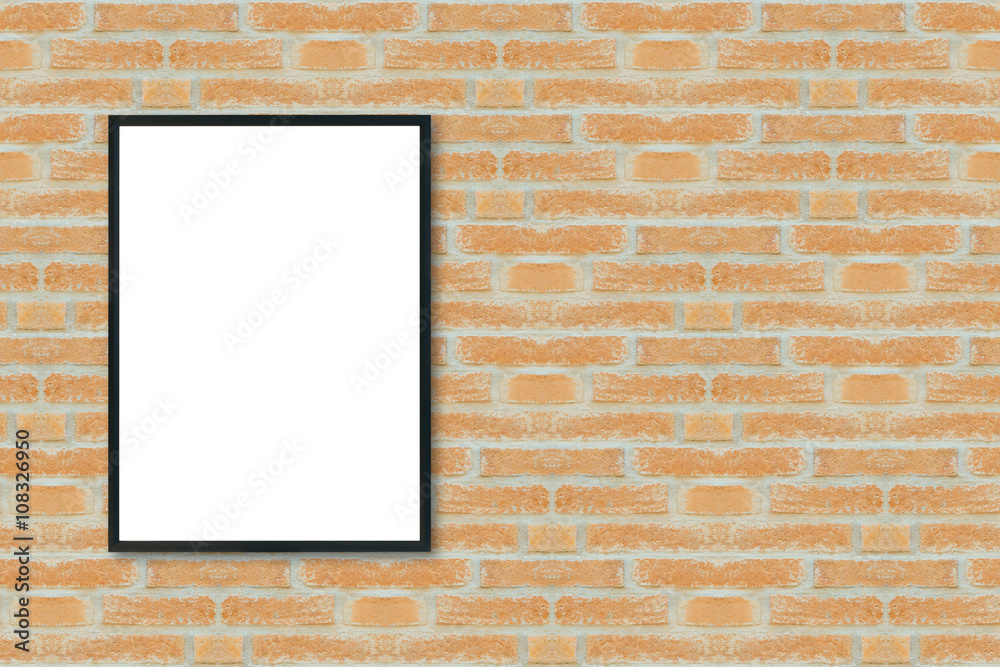 Mock up blank poster picture frame on brick wall. Mock up blank poster picture frame on brick wall.