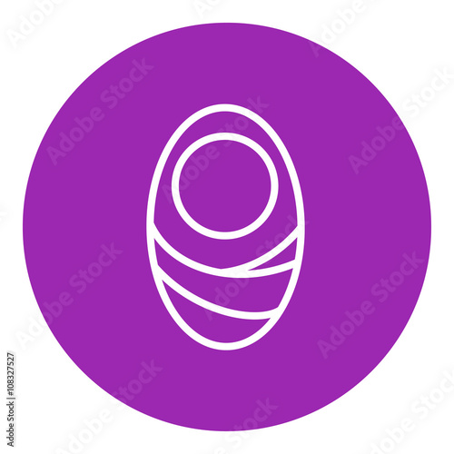 Infant wrapped in swaddling clothes line icon.