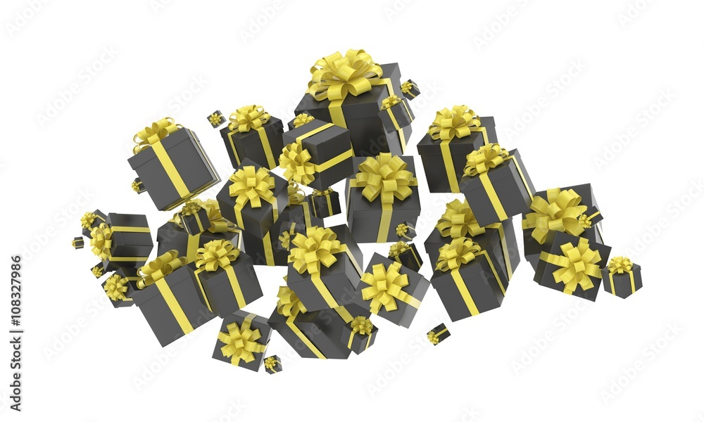 flying gift boxes on white. 3d rendering. flying gift boxes on white. 3d rendering.