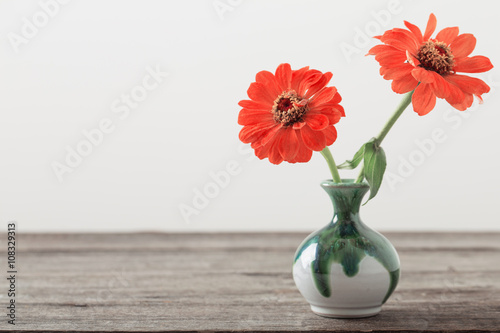 Fototapeta Naklejka Na Ścianę i Meble -  zinnia flower in a vase