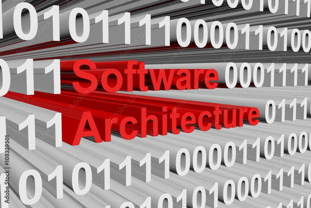 software architecture in the form of binary code, 3D illustration