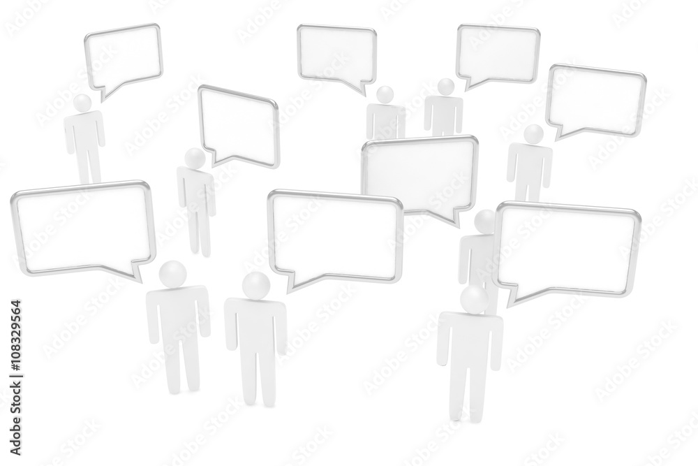 people with talk bubbles isolated over a white background. 3d rendering. people with talk bubbles isolated over a white background. 3d rendering.