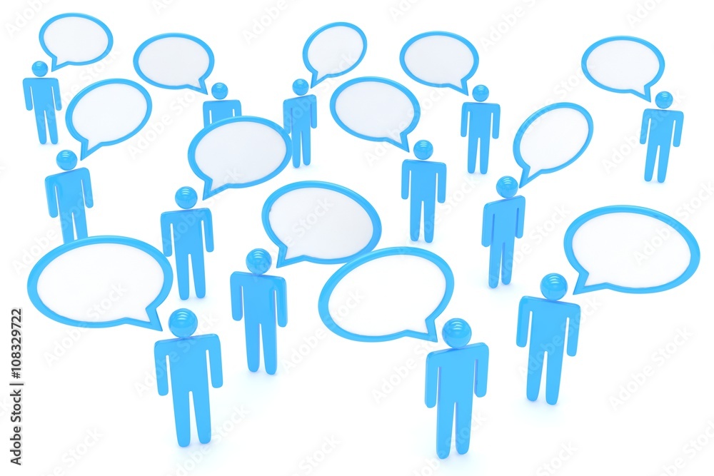people with talk bubbles isolated over a white background. 3d rendering. people with talk bubbles isolated over a white background. 3d rendering.
