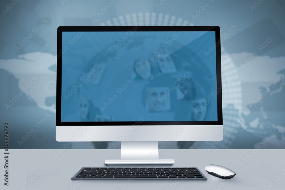 Composite image of image of a desk with computer Composite image of image of a desk with computer
