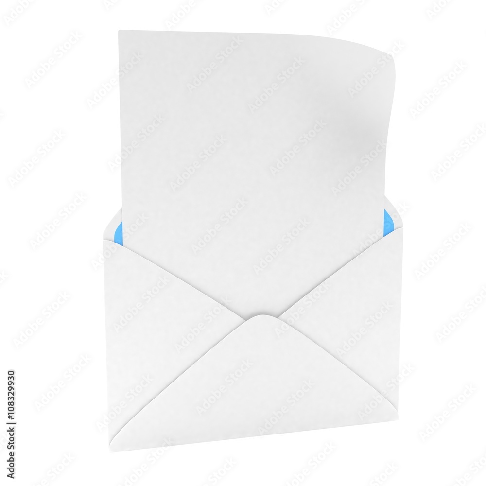 open mail with white blank. 3d rendering. open mail with white blank. 3d rendering.