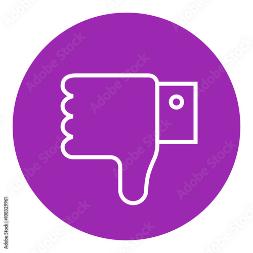 Thumb down hand sign line icon.