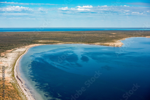 blue ocean aerial view in shark bay Australia photo