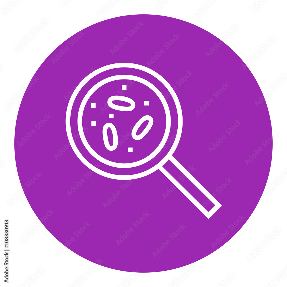 Microorganisms under magnifier line icon. Microorganisms under magnifier line icon.