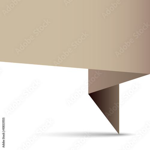 Folded paper pointer with shadow on white background, blank page for your content