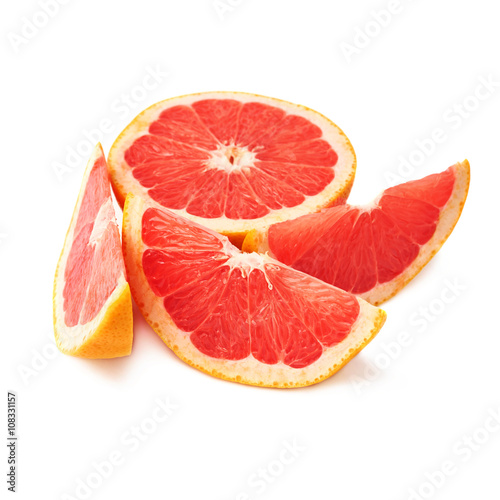 Served grapefruit composition isolated over the white background