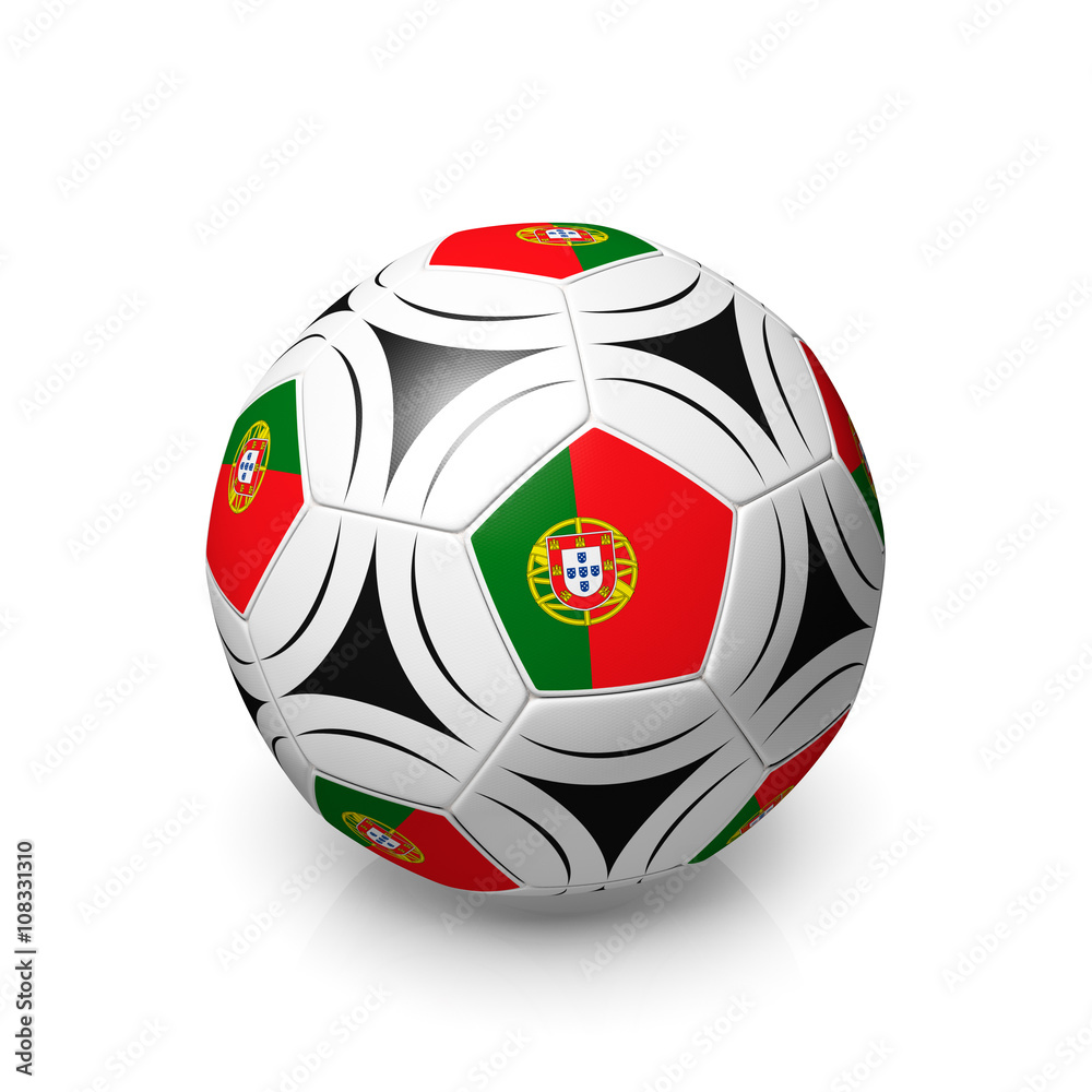 Obraz premium Football with a Portuguese flag