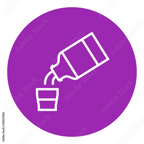 Medicine and measuring cup line icon.