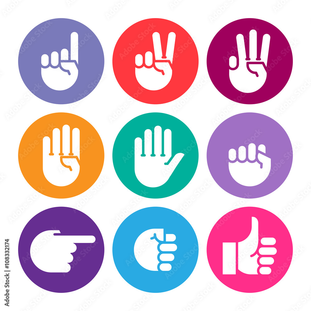 Fototapeta premium hand gestures. line icons set.