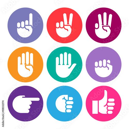 hand gestures. line icons set.