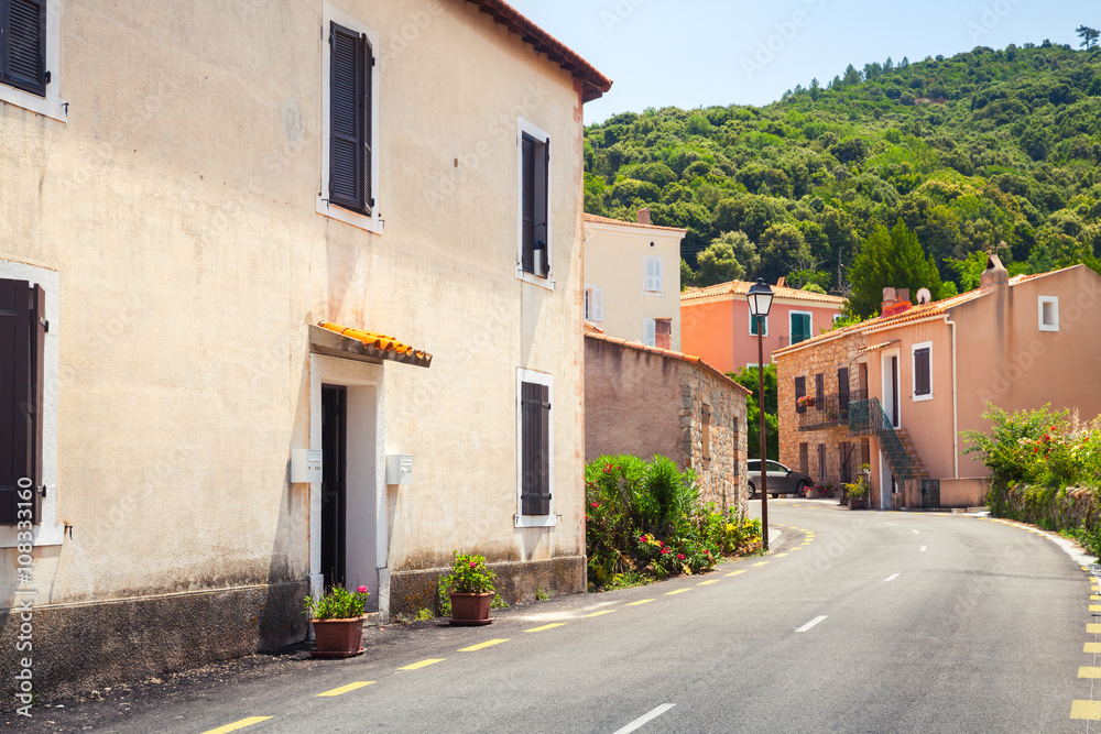 Empty street of Piana town in a summer day