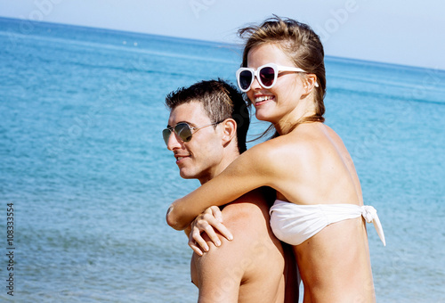 Couple enjoying vacation at the beach