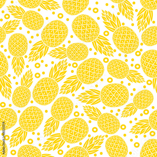 yellow pineapple seamless pattern