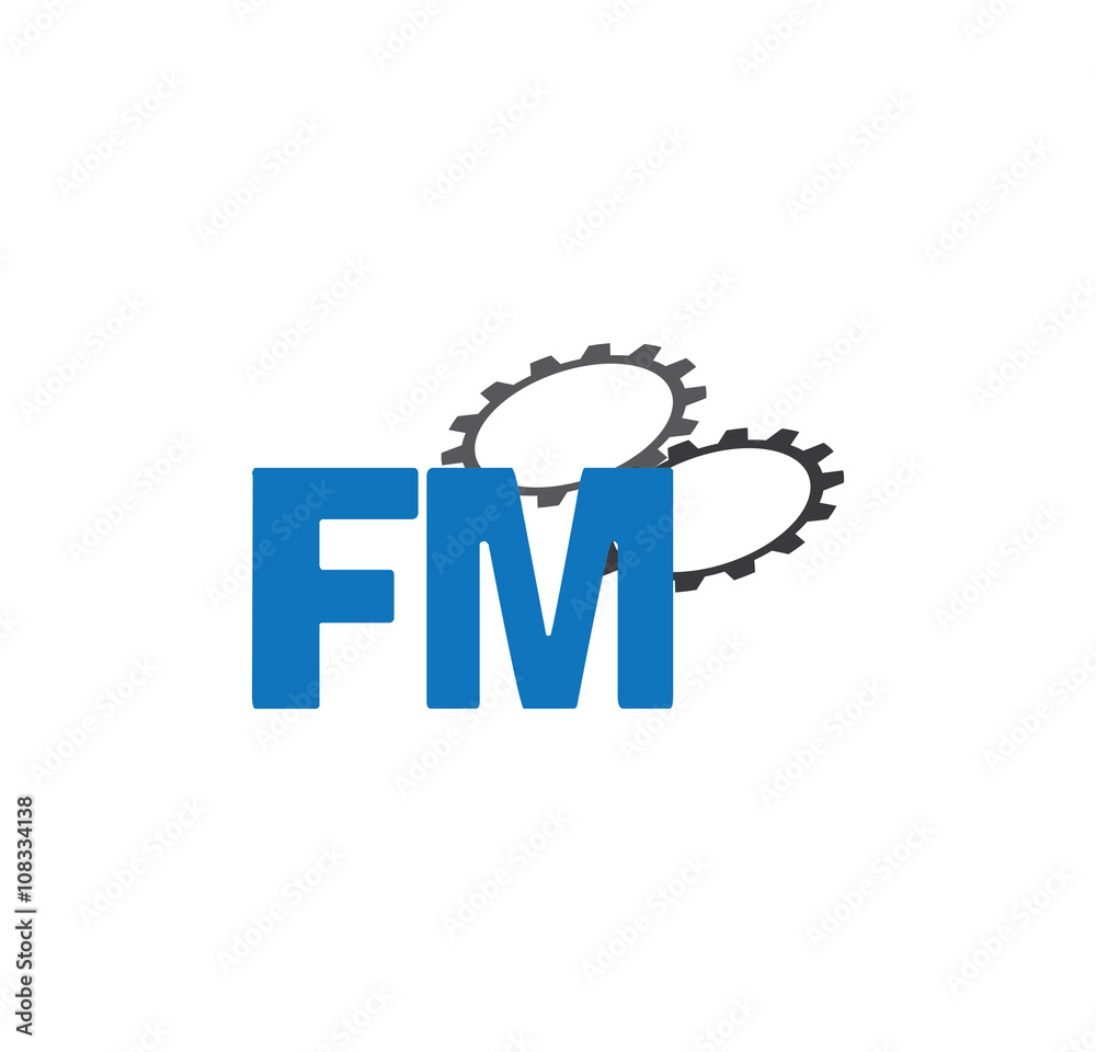 Fototapeta premium fm alphabet with 2 gears