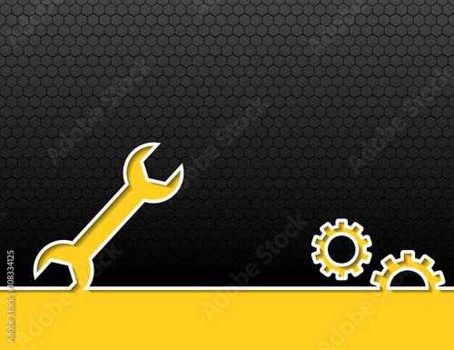 Wrench and gears black industrial background design for labor day