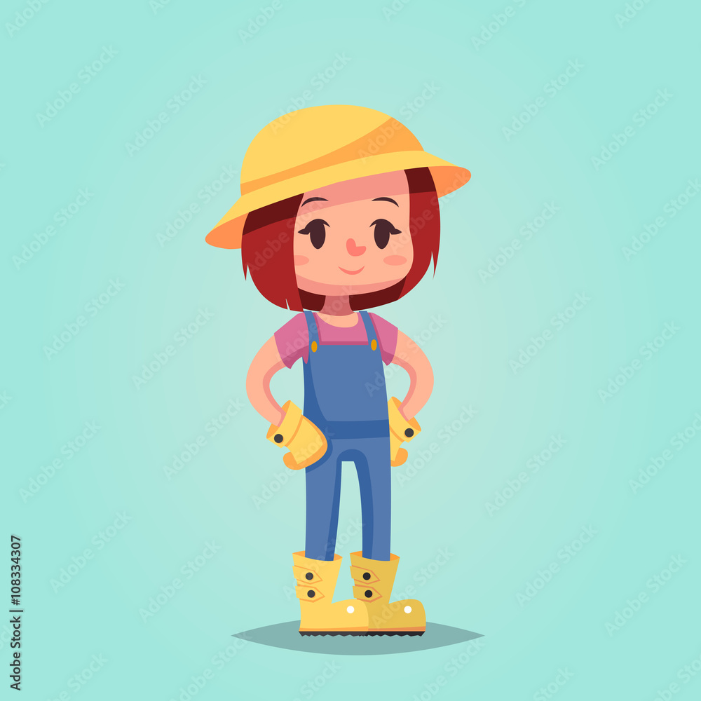girl woman happy cartoon gardener mascot vector illustration