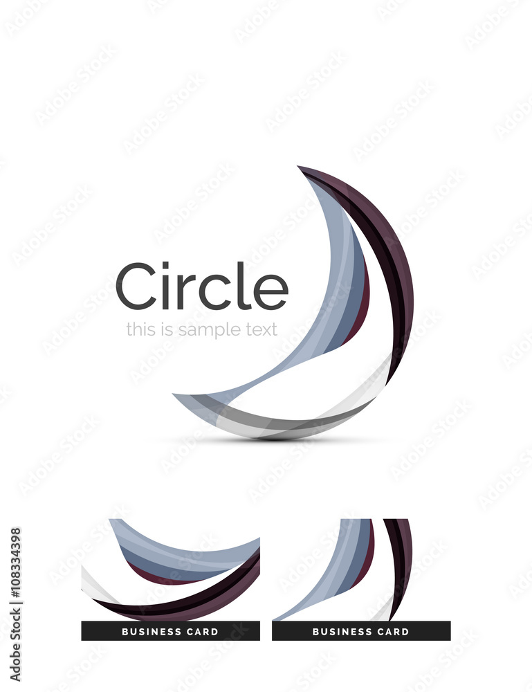 Circle logo. Transparent overlapping swirl shapes. Modern clean business icon Circle logo. Transparent overlapping swirl shapes. Modern clean business icon