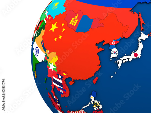 Political east Asia map