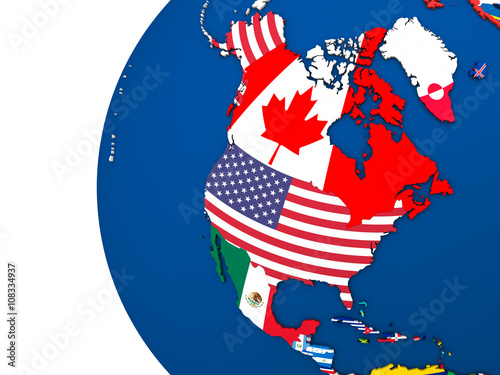 Political north America map