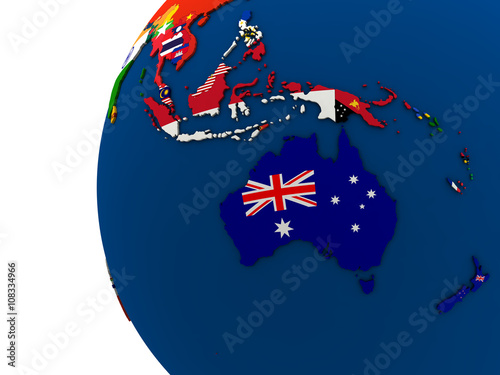 Billede på lærred Political Australasia map
